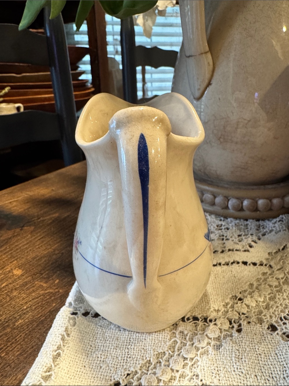 Vintage stained Wellsville China Bluebird Pitcher/Creamer - Picture 5 of 8